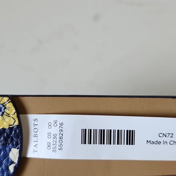 TALBOTS | Floral Print Belt navy Purple Leather Sz XS - Picture 5 of 5